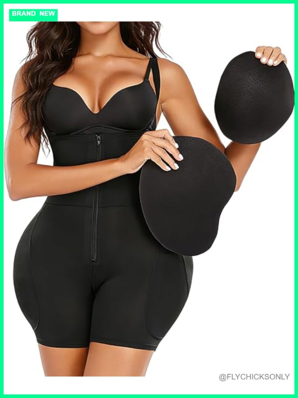 High Waisted Tummy Control Butt Lifting Shapewear with Pads, Seamless